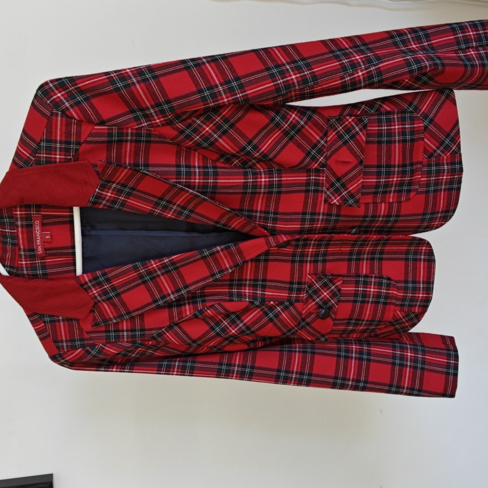 Red Plaid Women's Blazer